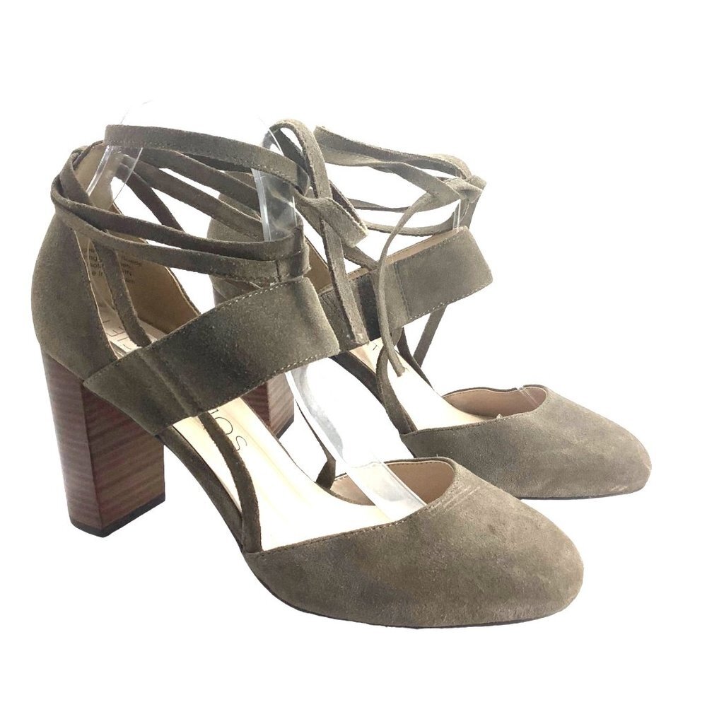SOLE SOCIETY ISABELI Pumps 3.5" Heels Cow Suede Leather Women Size 9 Taupe Brown